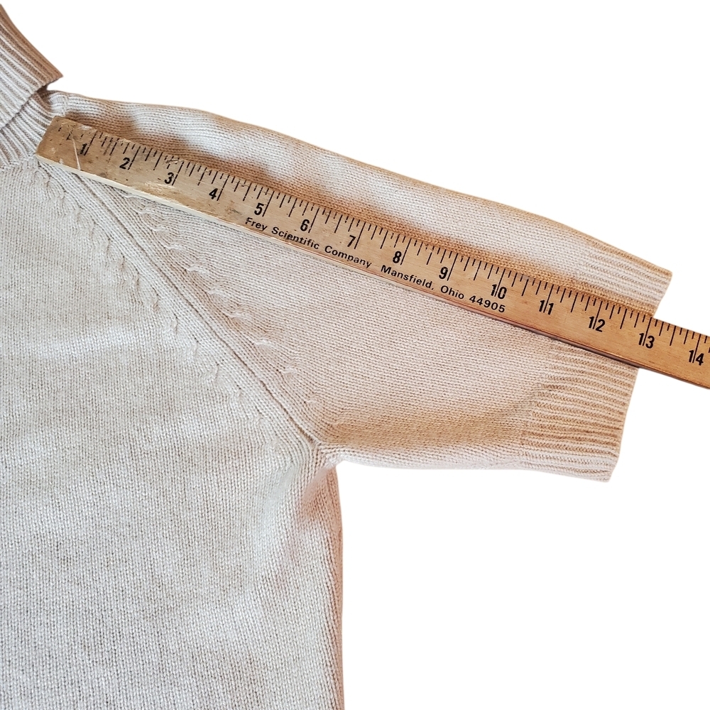 Talbots Cashmere & Silk Tan Turtleneck Sweater. Short Sleeve. MED. #232 - Picture 7 of 9